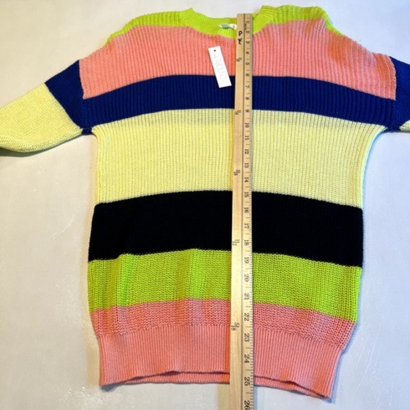 Around XS Striped Knit Pullover Sweater Crew Neck Colorful Cotton Blend‎ - Picture 7 of 9